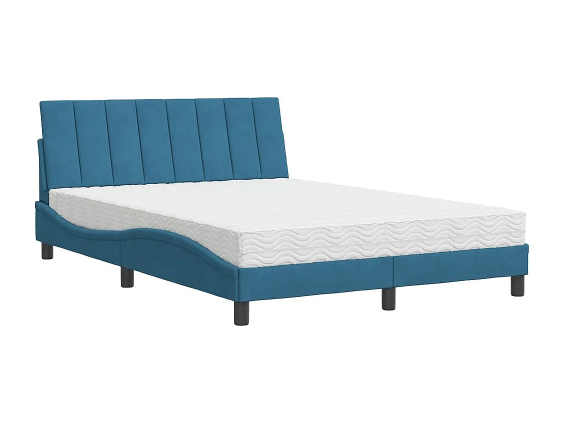 Cama con colchón Hanko terciopelo azul 140x190 cm