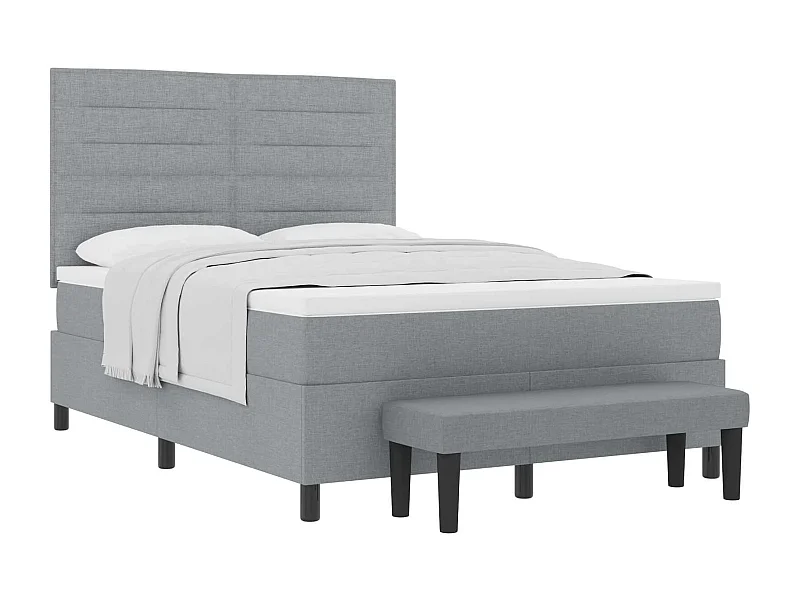 Letto a molle con materasso Grigio chiaro 140 x 190 cm Tessuto