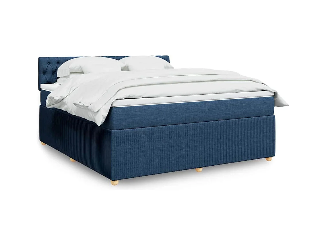 Boxspringbett mit Matratze Blau 180x200 cm Stoff