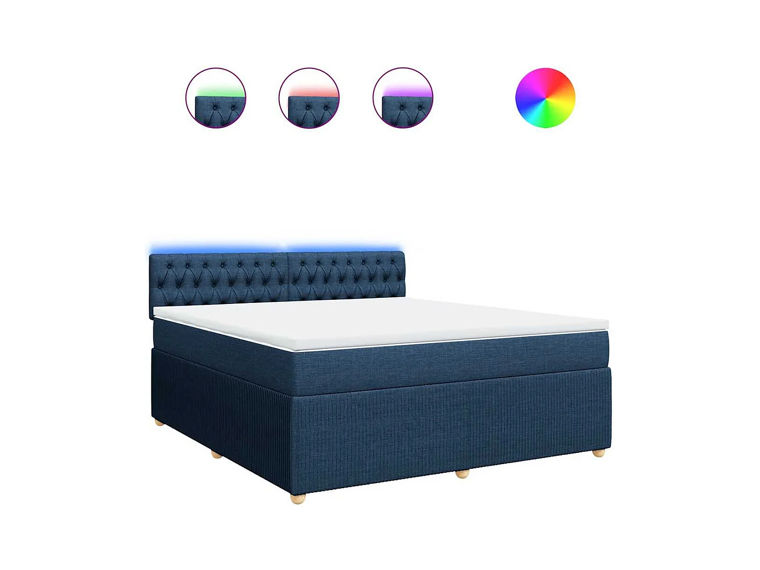 Boxspringbett mit Matratze Blau 180x200 cm Stoff