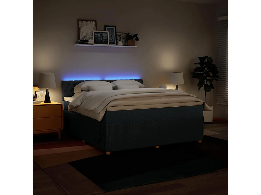 Boxspringbett mit Matratze Blau 180x200 cm Stoff