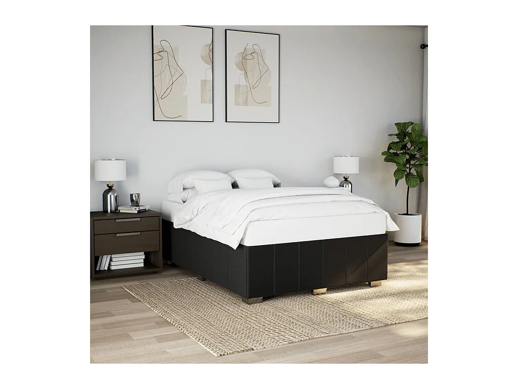 Cadre de lit sans matelas noir 140x200 cm tissu