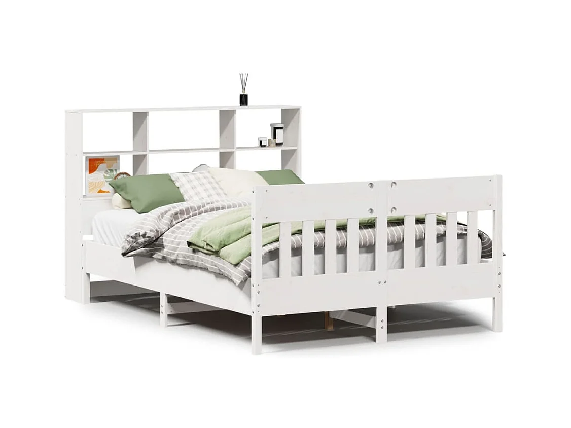 Cadre de lit sans matelas blanc 140x200 cm bois de pin massif