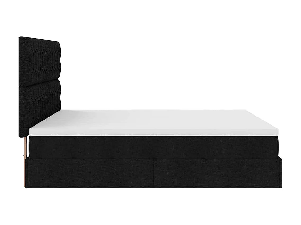 Ottoman-Bett mit Matratzen & LEDs Schwarz 180x200 cm Stoff