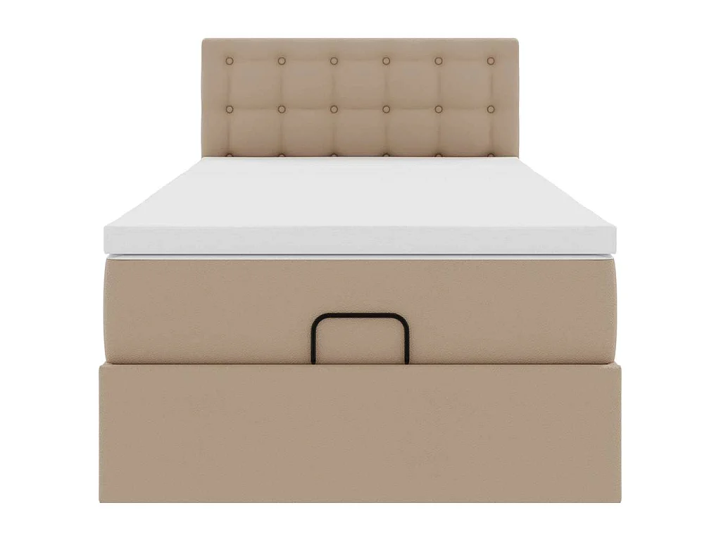 Estrutura de cama otomana com colchão cappuccino couro falso