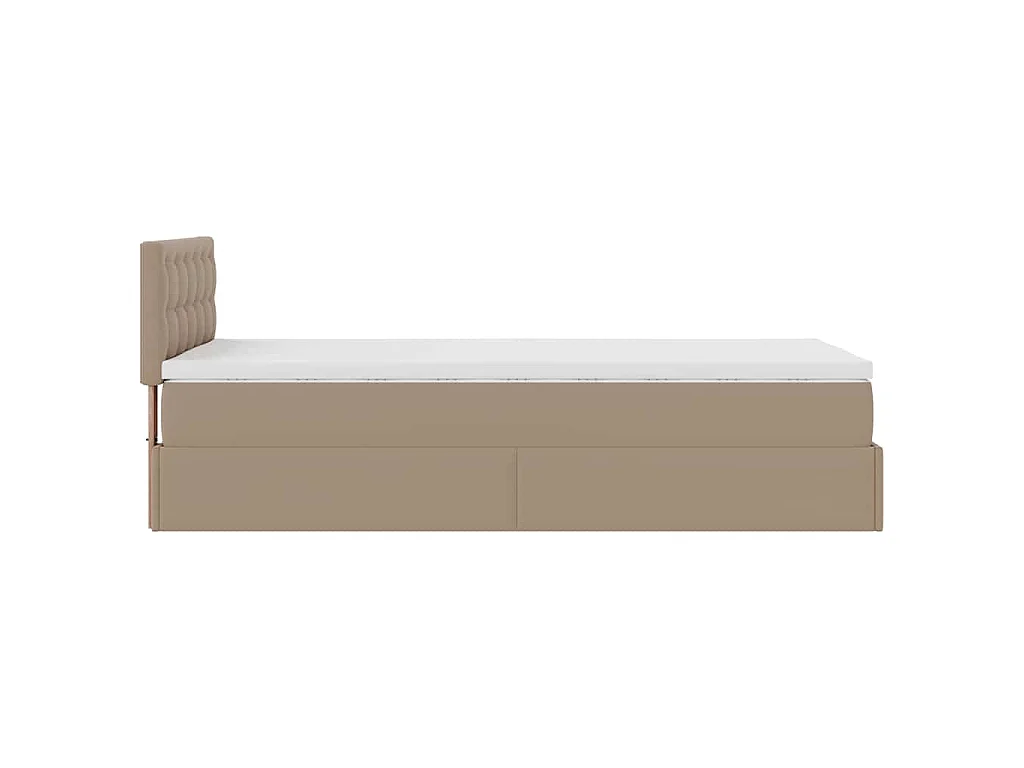 Estrutura de cama otomana com colchão cappuccino couro falso