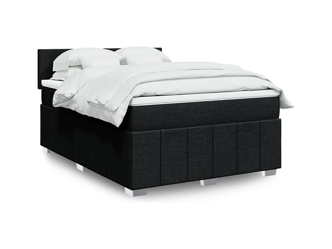 Sommier à lattes de lit avec matelas Noir 140x190 cm Tissu