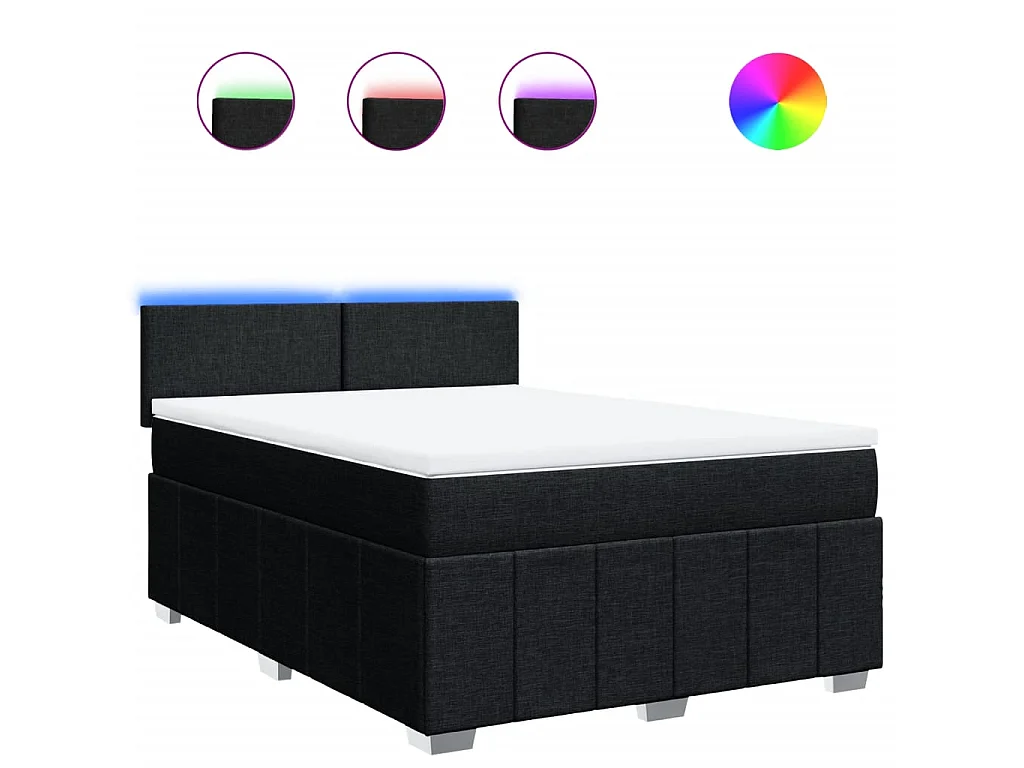Sommier à lattes de lit avec matelas Noir 140x190 cm Tissu