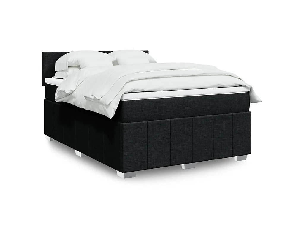 Sommier à lattes de lit avec matelas Noir 140x190 cm Tissu