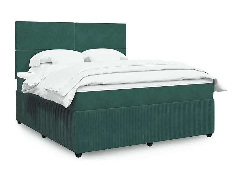 Cama box spring con colchón terciopelo verde oscuro 180x200 cm