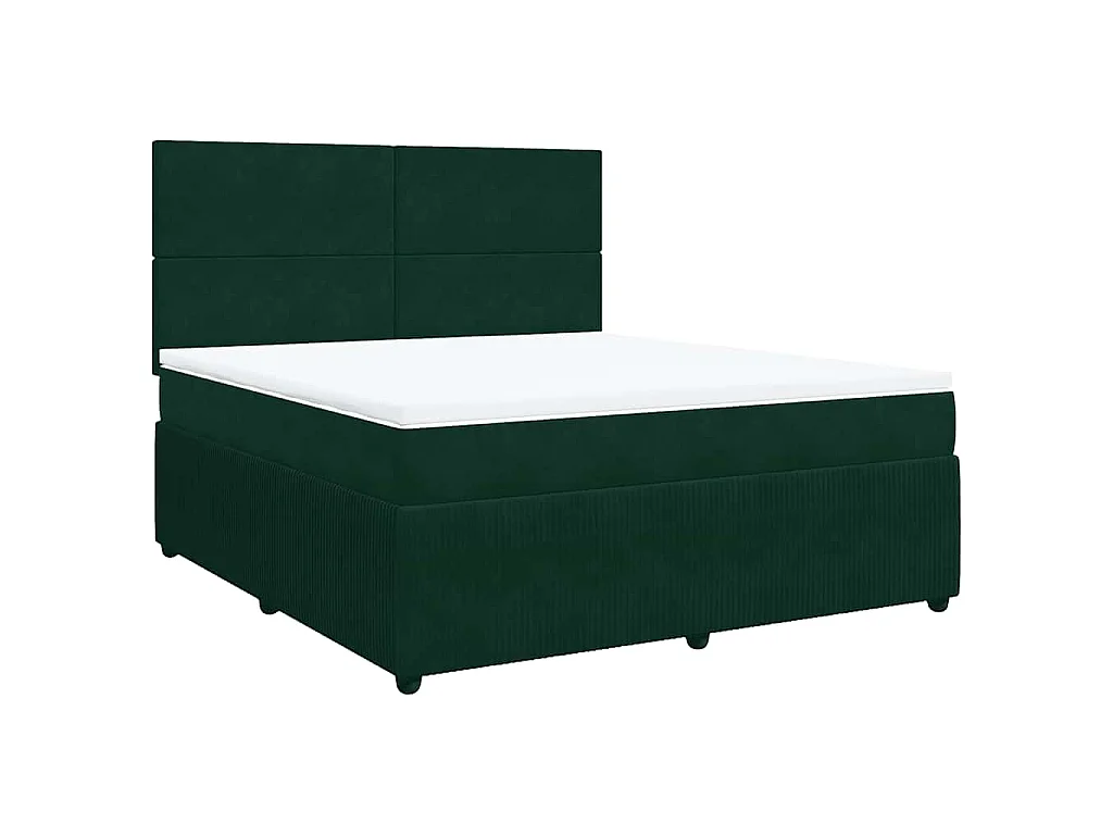 Cama box spring con colchón terciopelo verde oscuro 180x200 cm