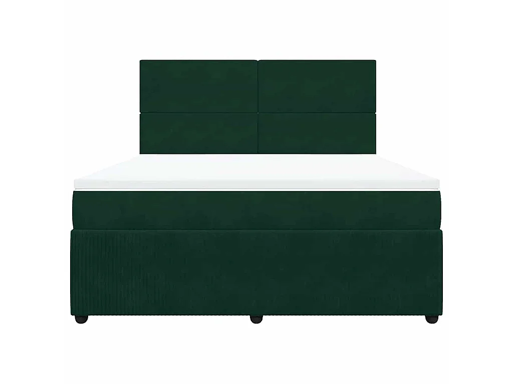 Cama box spring con colchón terciopelo verde oscuro 180x200 cm