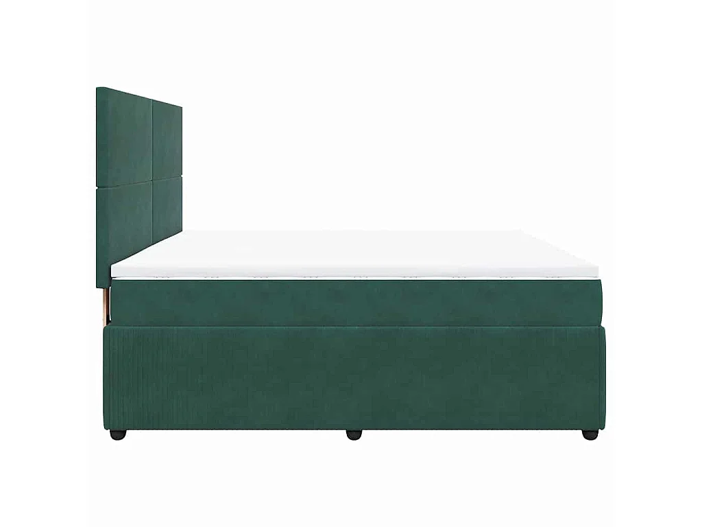 Cama box spring con colchón terciopelo verde oscuro 180x200 cm