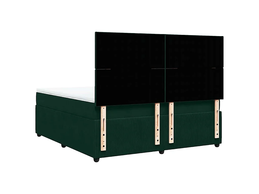 Cama box spring con colchón terciopelo verde oscuro 180x200 cm