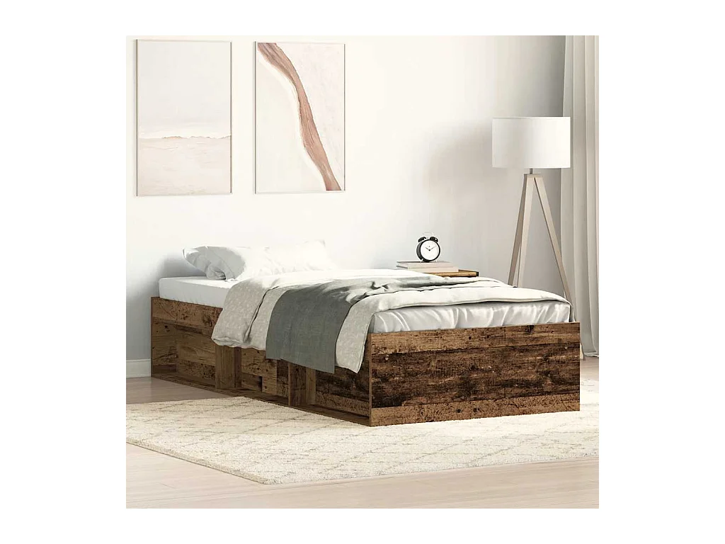 Cadre de lit sans matelas vieux bois 90x190 cm bois ingénierie