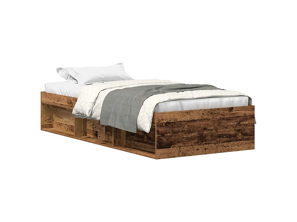 Estructura de cama sin colchón madera de ingeniería envejecida