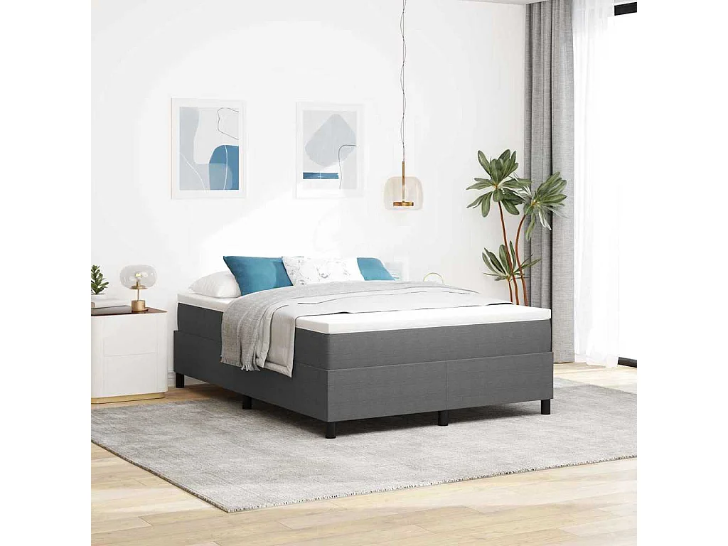 Cama Box Cinza Claro e Branco 140 x 190 cm