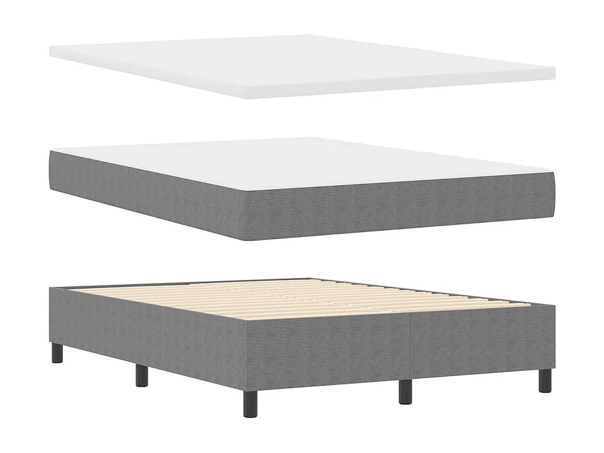 Cama Box Cinza Claro e Branco 140 x 190 cm