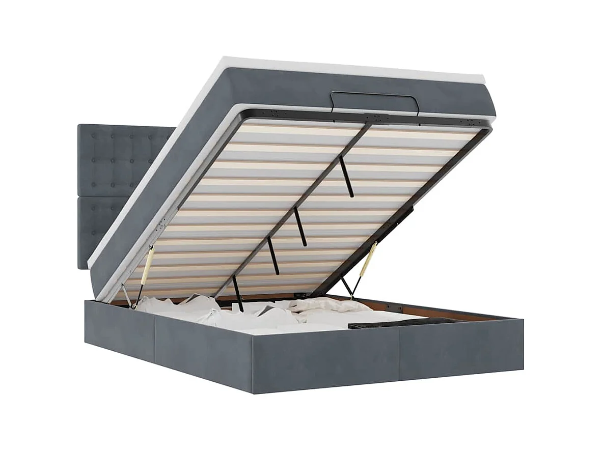 Struttura Letto Pouf con Materassi 140x200 cm in Velluto