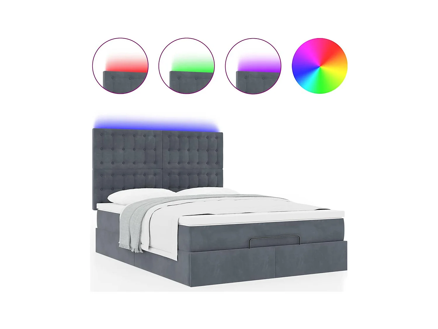 Struttura Letto Pouf con Materassi 140x200 cm in Velluto