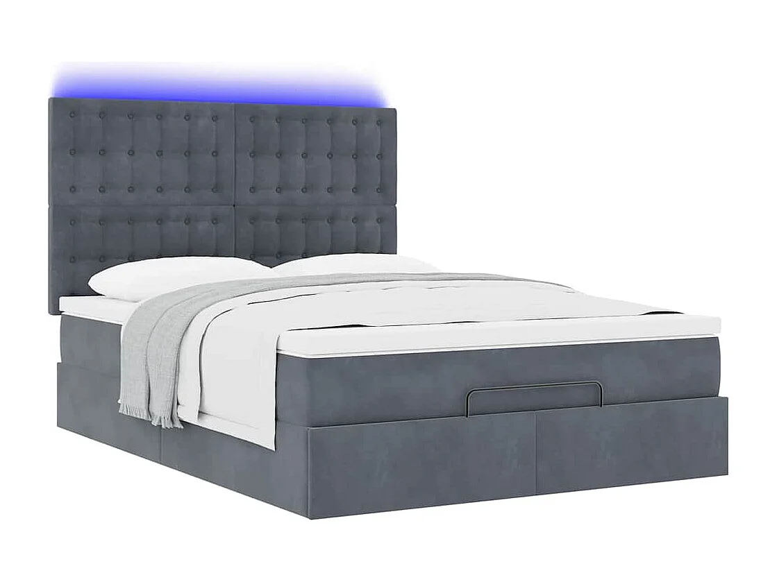 Struttura Letto Pouf con Materassi 140x200 cm in Velluto