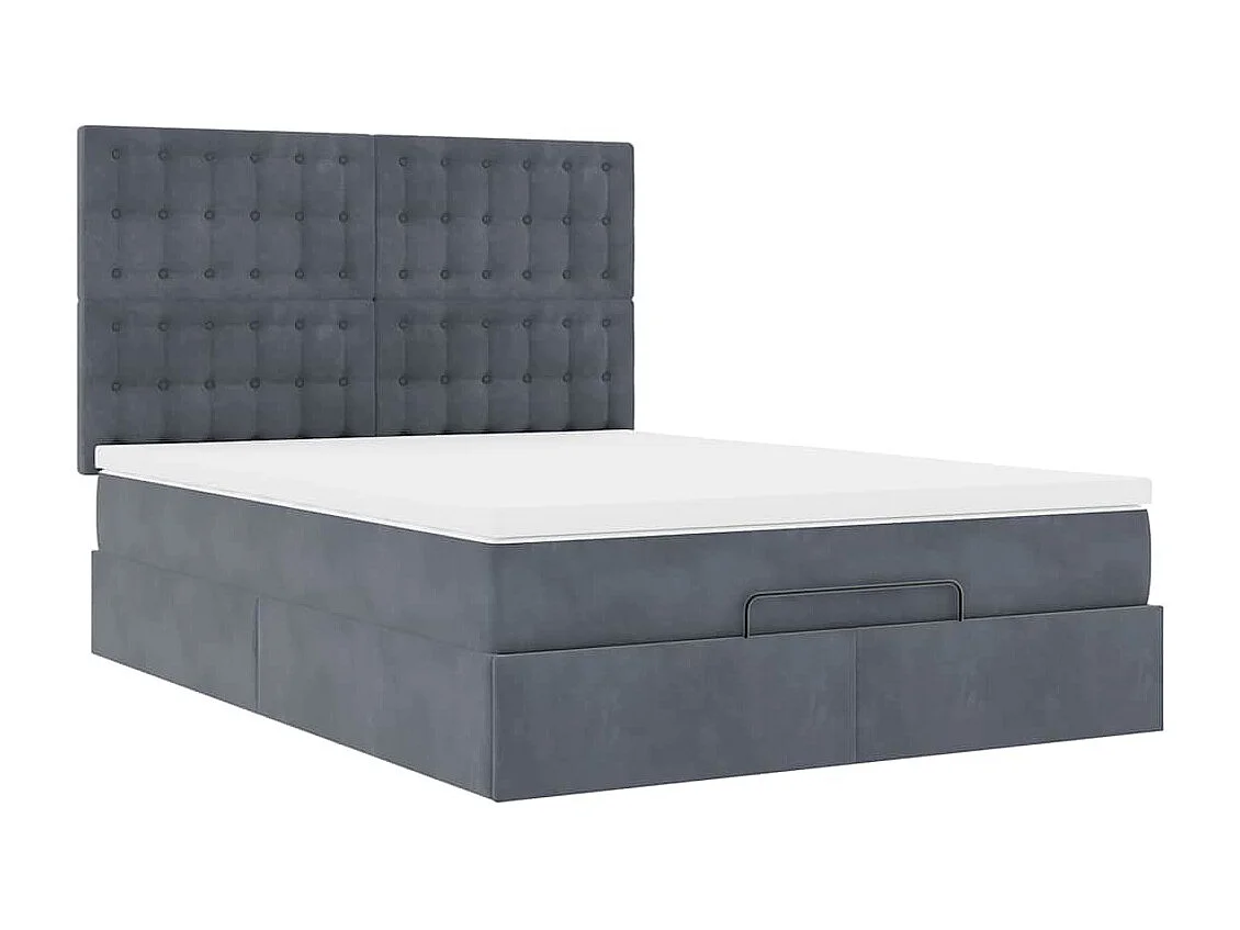 Struttura Letto Pouf con Materassi 140x200 cm in Velluto