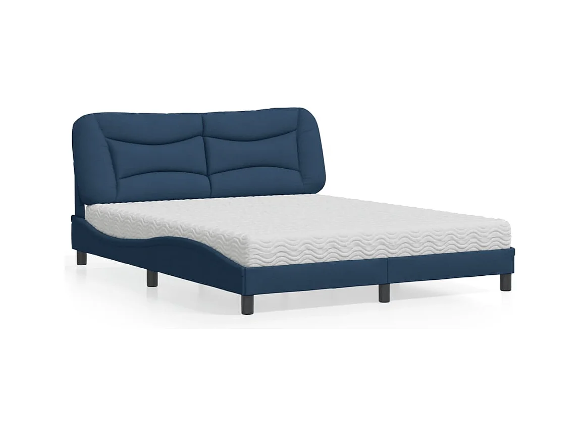 Bett mit Matratze "Hvar" Blau 160x200 cm Stoff