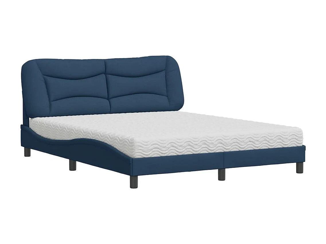 Letto con Materasso Hvar Blu 160x200 cm in Tessuto