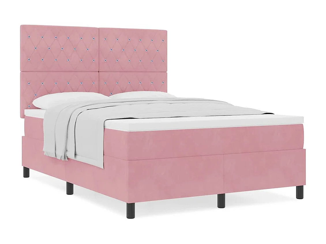 Lit à ressorts avec matelas Rose 160 x 200 cm Velours
