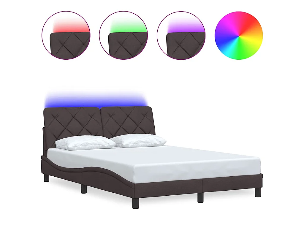 Estrutura de cama com LED sem colchão 140x200 cm tecido