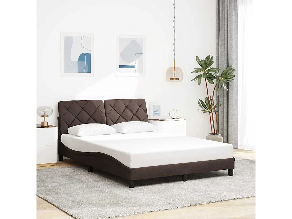 Estrutura de cama com LED sem colchão 140x200 cm tecido