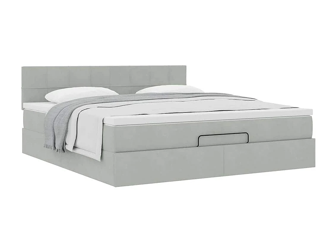 Ottoman bed met matras 180x200cm fluweel lichtgrijs