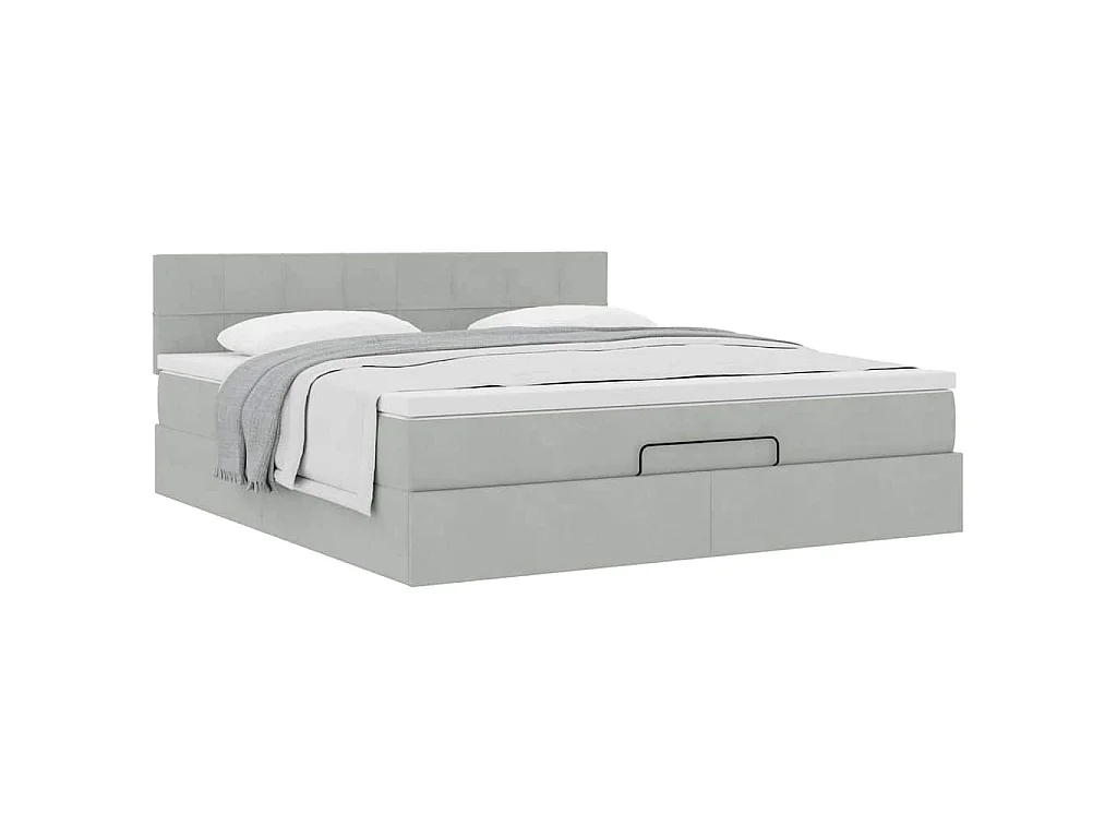Estructura de cama otomana con colchón gris claro 180x200cm