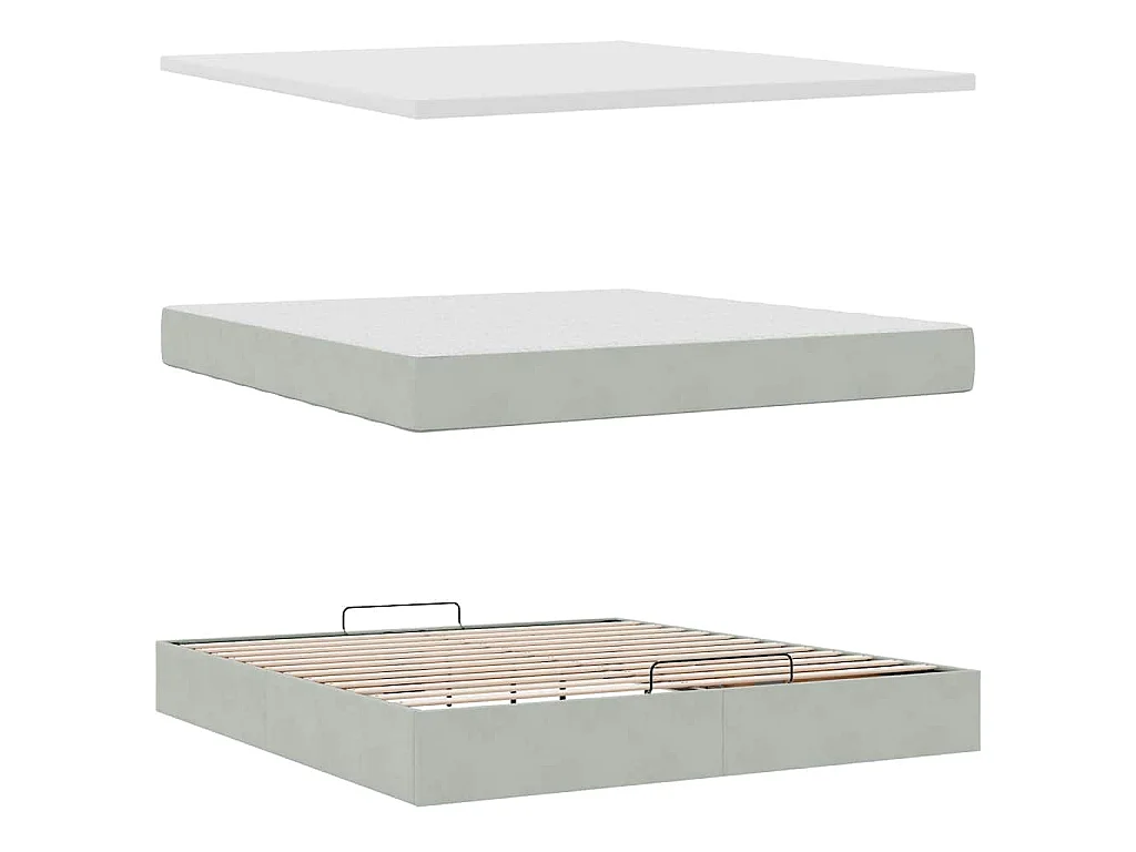Estructura de cama otomana con colchón gris claro 180x200cm