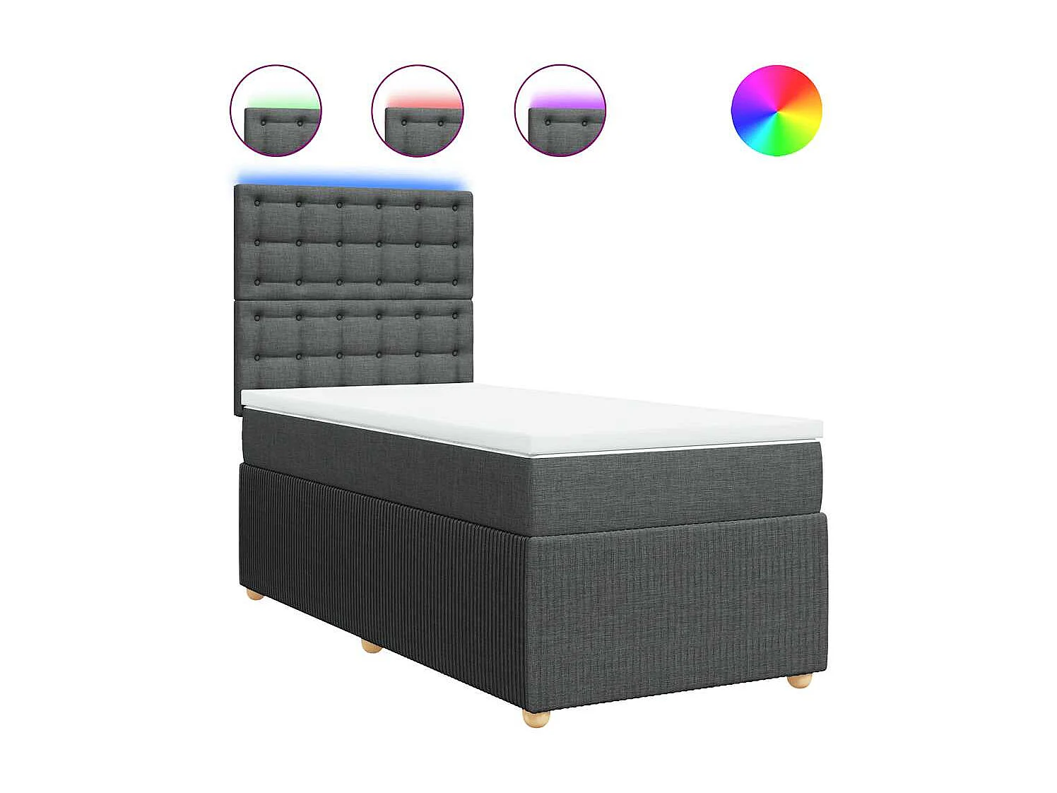 Cama com molas/colchão 100x200 cm tecido cinza-escuro