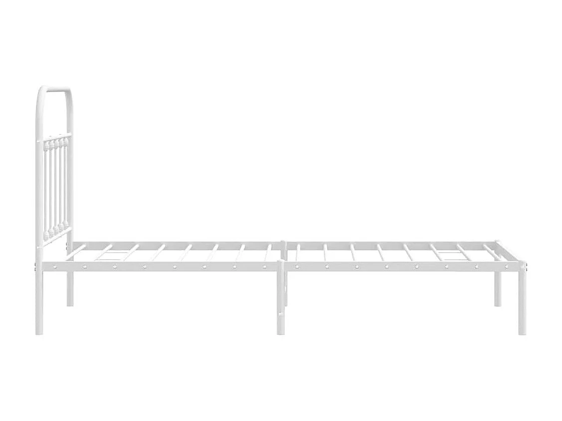 Cadre de lit métal sans matelas avec tête de lit blanc 90x200cm