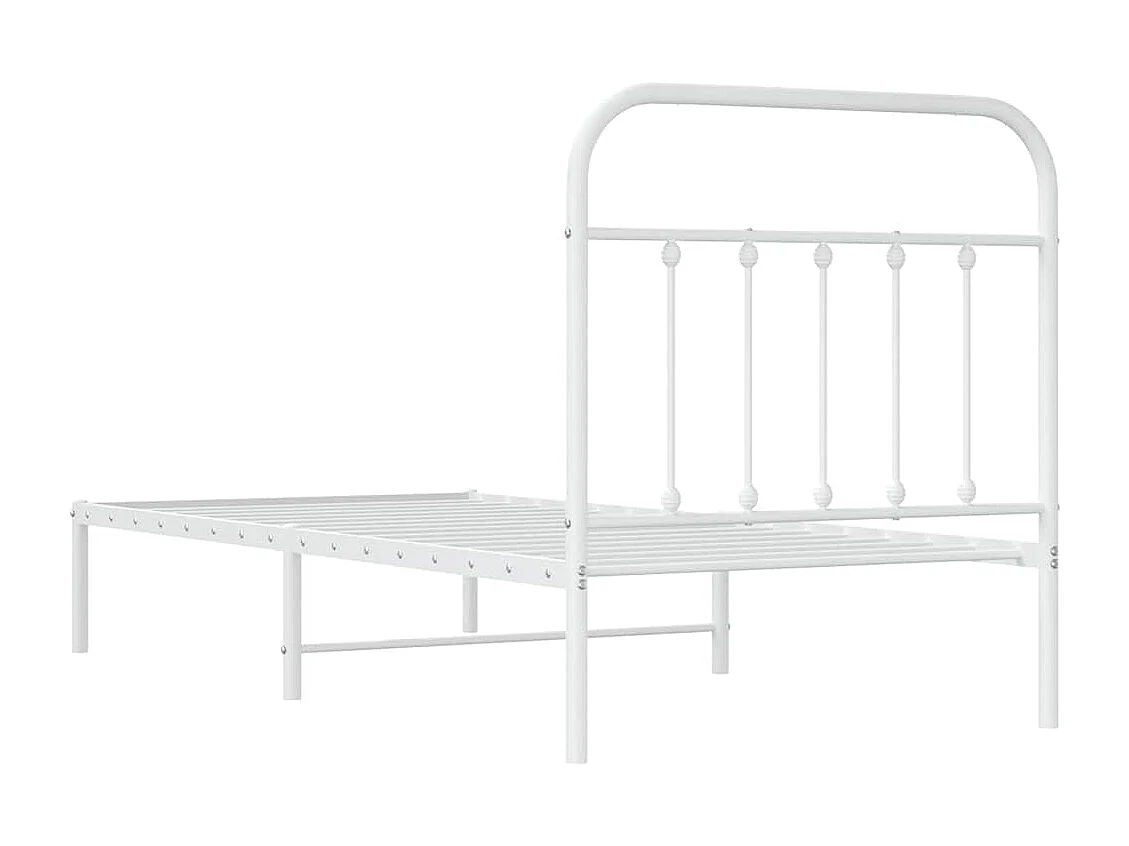 Cadre de lit métal sans matelas avec tête de lit blanc 90x200cm