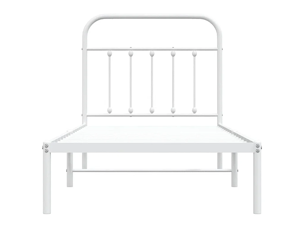 Cadre de lit métal sans matelas avec tête de lit blanc 90x200cm