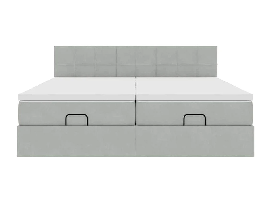 Cadre de lit ottoman et matelas gris clair 160x200cm velours