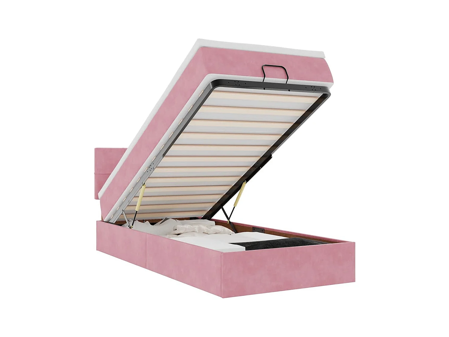 Ottoman-Bett mit Matratze & LEDs Rosa 90x200 cm Samt