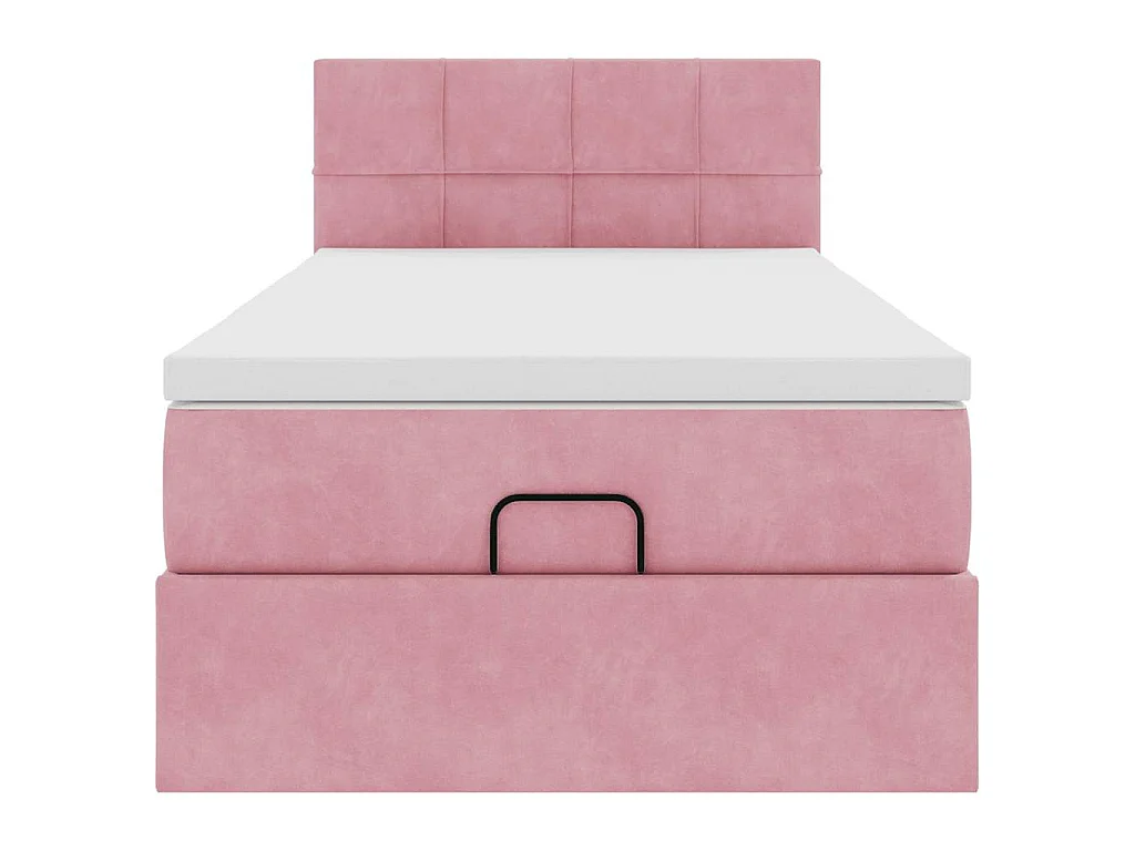 Estructura de cama otomana colchón terciopelo rosa 90x200cm