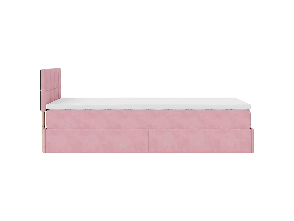 Estructura de cama otomana colchón terciopelo rosa 90x200cm