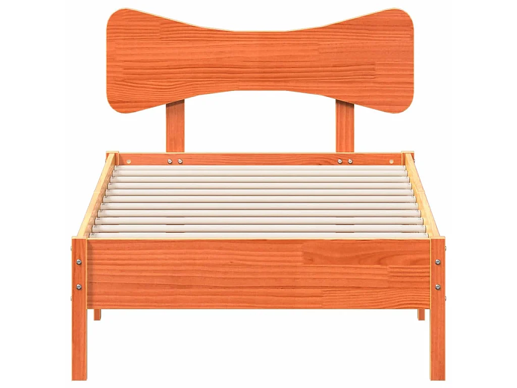 Bedframe zonder matras massief grenenhout wasbruin 90x200 cm