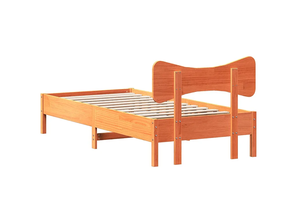 Bedframe zonder matras massief grenenhout wasbruin 90x200 cm