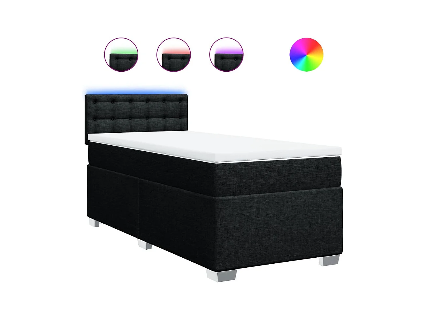 Sommier à lattes de lit avec matelas Noir 90x200 cm Tissu