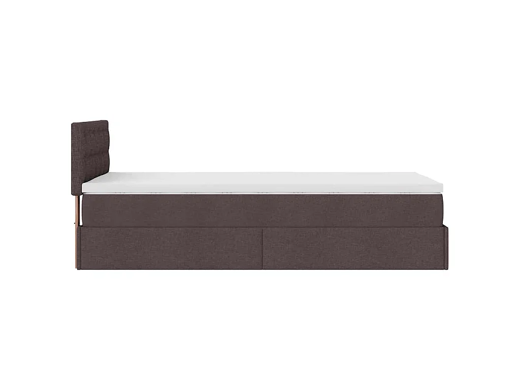 Estructura cama otomana colchón tela marrón oscuro 90x190 cm