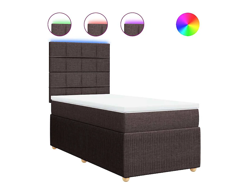 Cama com molas/colchão 90x190 cm tecido castanho-escuro