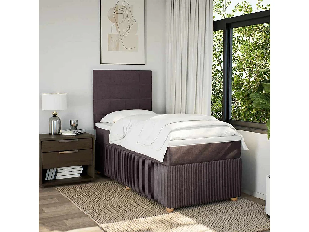 Cama com molas/colchão 90x190 cm tecido castanho-escuro