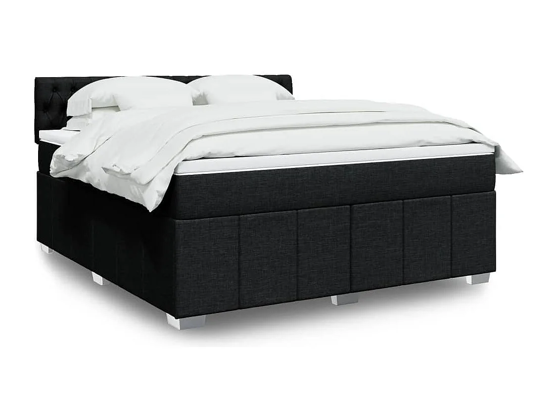 Boxspring met matras stof zwart 180x200 cm