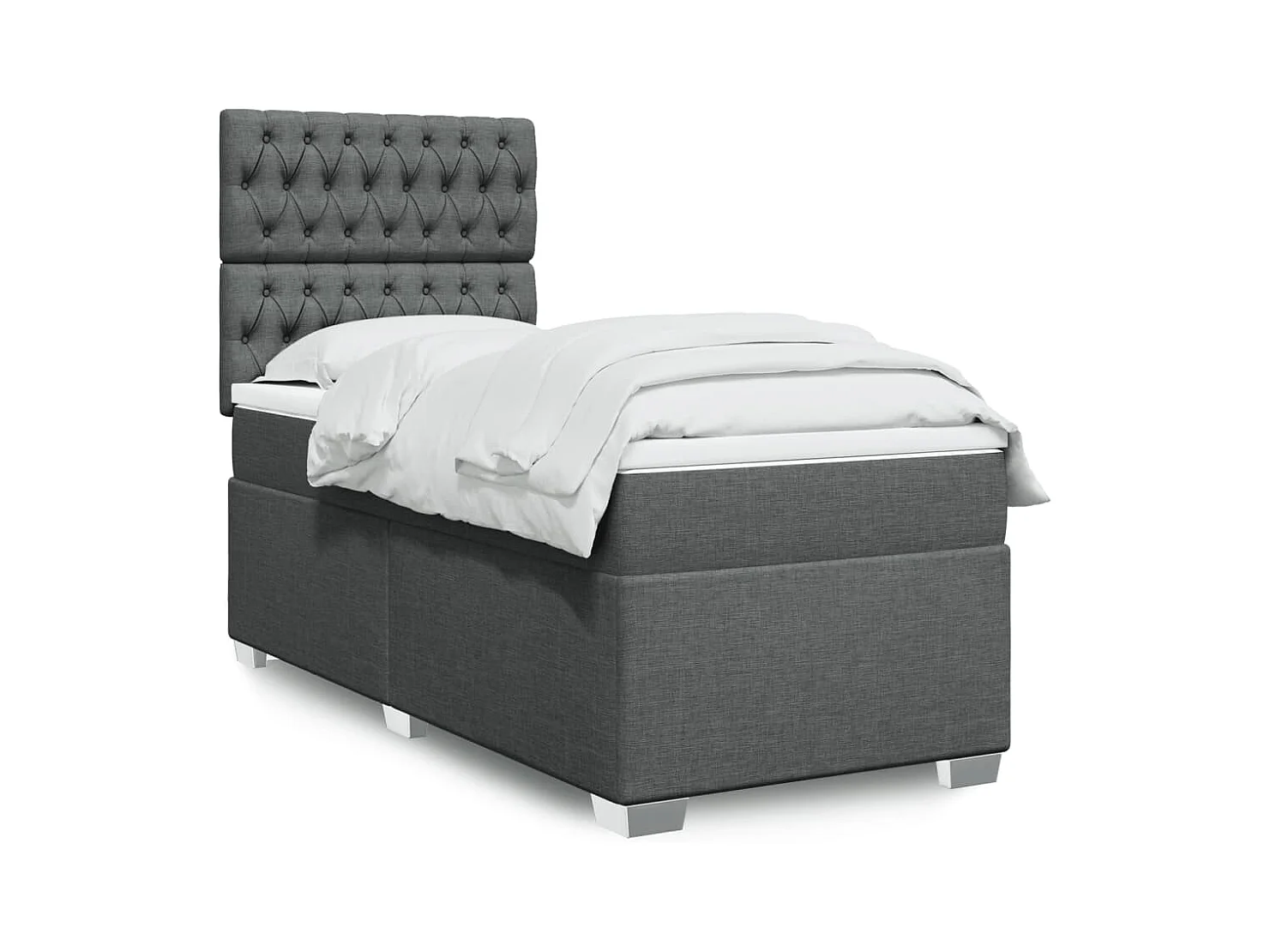 Boxspringbett mit Matratze Dunkelgrau 90x200 cm Stoff